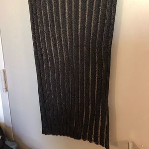 Black and gold striped midi pencil skirt